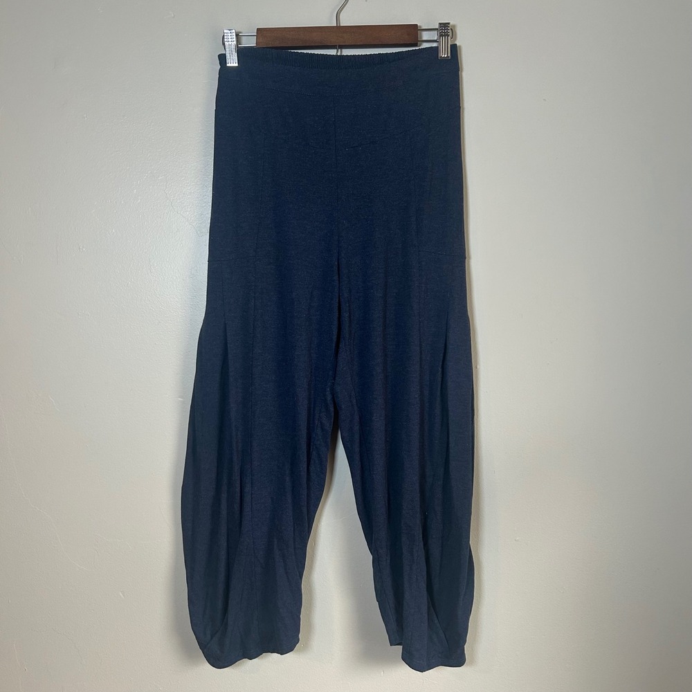 Nyah Harem Pants Women Size‎ M Navy Blue Pleated Balloon Leg Jersey Knit Relaxed